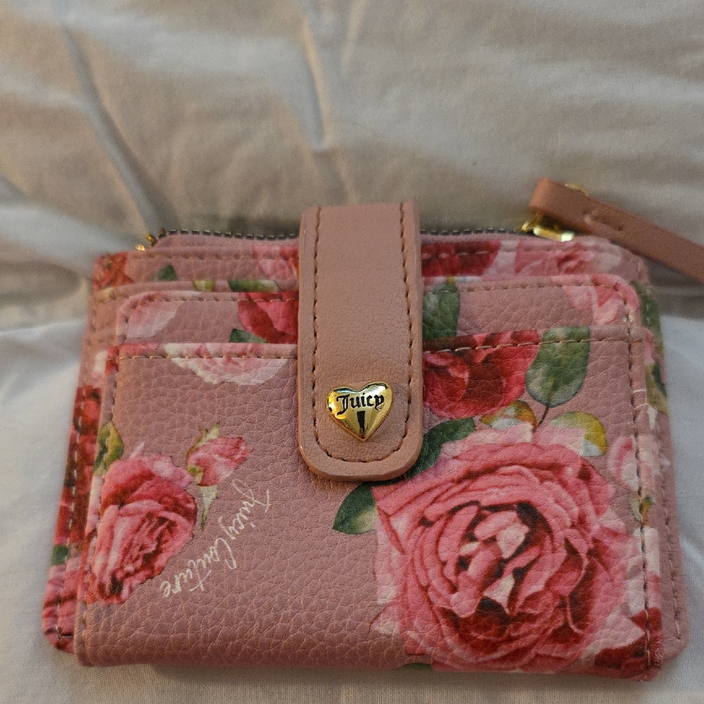 Juicy Couture Pink Floral Women's Wallet Coin & Card Holder Perfect Condition